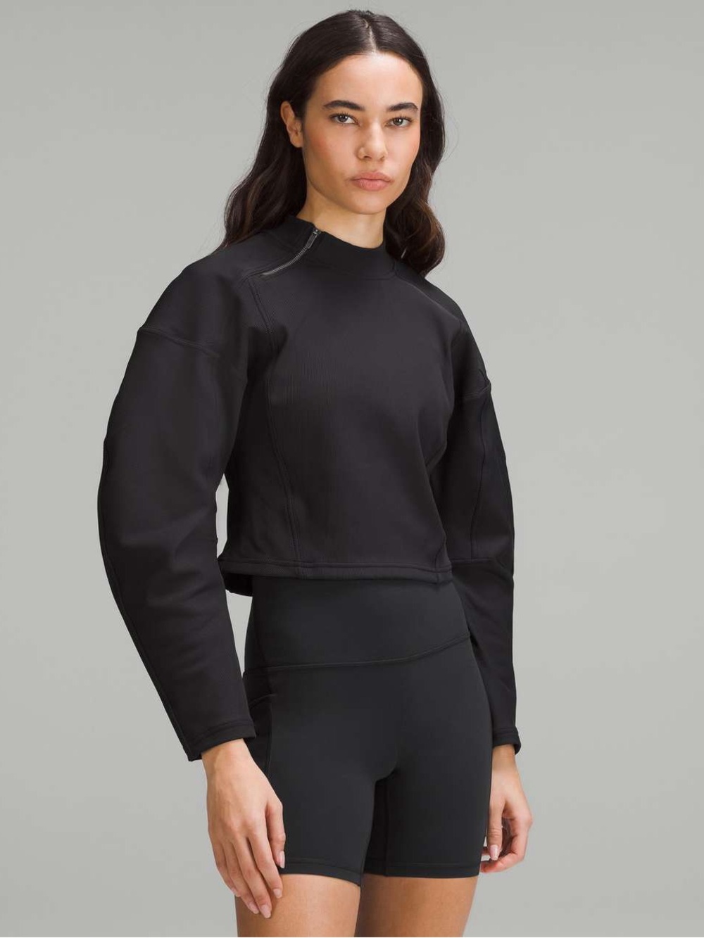 lululemon athletica Black Cropped Crewneck‎ Sweatshirt